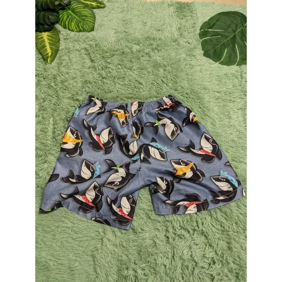 🍑Swimming Printed Whale Paisley board Drawstring shorts Small 324 - Picture 6 of 6